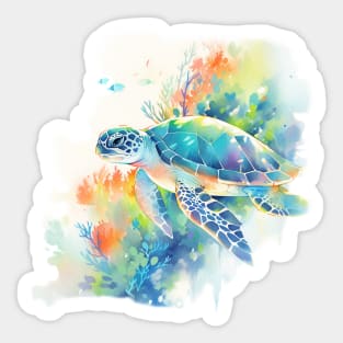 Water Color Sea Turtle Sticker